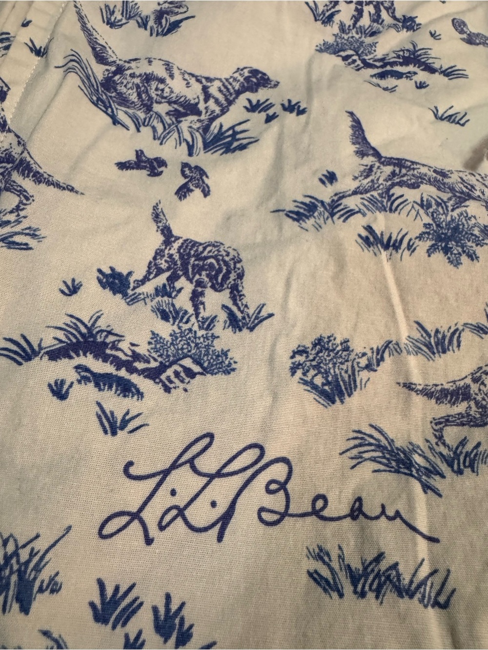L.L. Bean Blue Toile retriever dog and duck Print Women's Pajama Pants large P - Picture 5 of 7